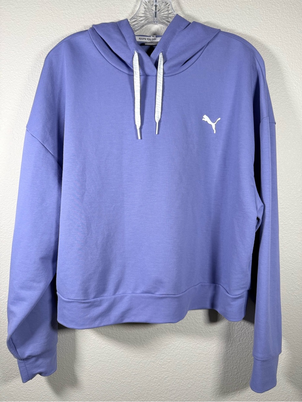 Puma Women’s L Purple Boxy Hoodie with White Logo